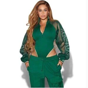 Ivy Park Green Adidas Mesh Bodysuit